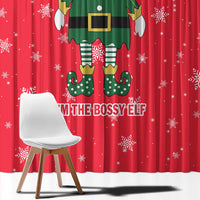 Bossy Elf Christmas Window Curtain with Snowflakes and Striped Sleeves - Wonder Print Shop