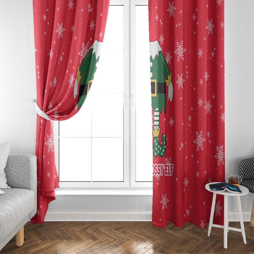 Bossy Elf Christmas Window Curtain with Snowflakes and Striped Sleeves - Wonder Print Shop