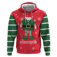 Bossy Elf Christmas Zip Hoodie with Snowflakes and Striped Sleeves - Wonder Print Shop