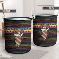 Rainbow Jesus Ah Men Christmas Laundry Basket with Colorful Stripes and Holiday Pattern - Wonder Print Shop