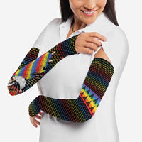 Rainbow Jesus Ah Men Christmas Arm Sleeves with Colorful Stripes and Holiday Pattern - Wonder Print Shop