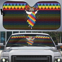 Rainbow Jesus Ah Men Christmas Auto Sun Shade with Colorful Stripes and Holiday Pattern - Wonder Print Shop