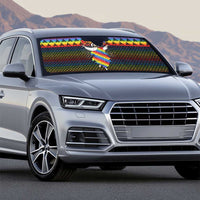 Rainbow Jesus Ah Men Christmas Auto Sun Shade with Colorful Stripes and Holiday Pattern - Wonder Print Shop