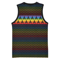 Rainbow Jesus Ah Men Christmas Basketball Jersey with Colorful Stripes and Holiday Pattern - Wonder Print Shop