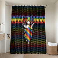 Rainbow Jesus Ah Men Christmas Bathroom Set with Colorful Stripes and Holiday Pattern - Wonder Print Shop