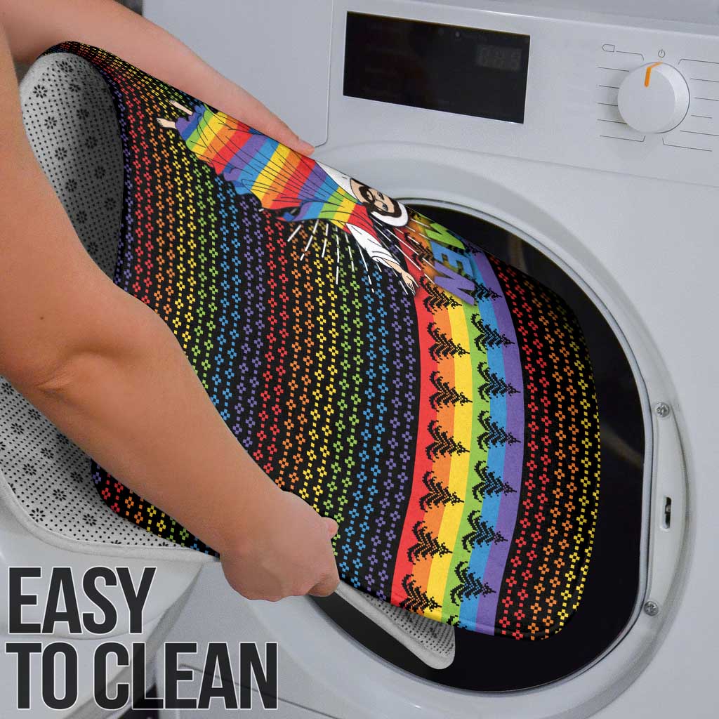 Rainbow Jesus Ah Men Christmas Bathroom Set with Colorful Stripes and Holiday Pattern - Wonder Print Shop