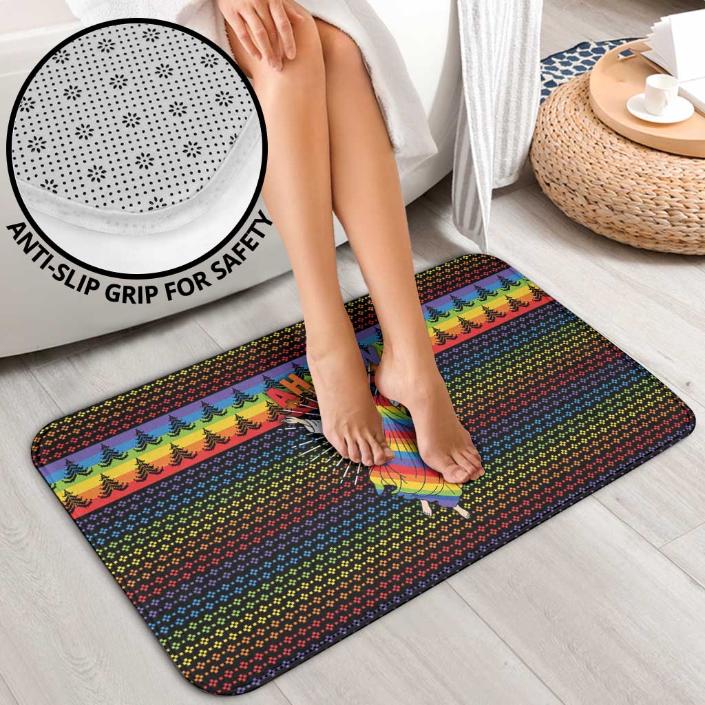 Rainbow Jesus Ah Men Christmas Bathroom Set with Colorful Stripes and Holiday Pattern - Wonder Print Shop