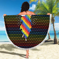 Rainbow Jesus Ah Men Christmas Beach Blanket with Colorful Stripes and Holiday Pattern - Wonder Print Shop