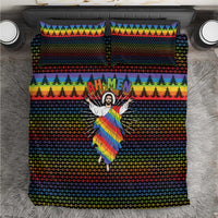 Rainbow Jesus Ah Men Christmas Bedding Set with Colorful Stripes and Holiday Pattern - Wonder Print Shop