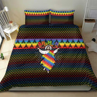 Rainbow Jesus Ah Men Christmas Bedding Set with Colorful Stripes and Holiday Pattern - Wonder Print Shop