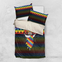 Rainbow Jesus Ah Men Christmas Bedding Set with Colorful Stripes and Holiday Pattern - Wonder Print Shop