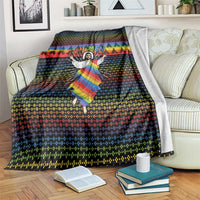 Rainbow Jesus Ah Men Christmas Blanket with Colorful Stripes and Holiday Pattern - Wonder Print Shop