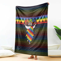 Rainbow Jesus Ah Men Christmas Blanket with Colorful Stripes and Holiday Pattern - Wonder Print Shop
