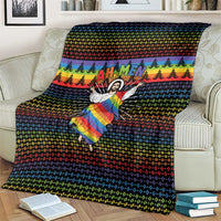 Rainbow Jesus Ah Men Christmas Blanket with Colorful Stripes and Holiday Pattern - Wonder Print Shop