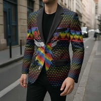 Rainbow Jesus Ah Men Christmas Blazer with Colorful Stripes and Holiday Pattern - Wonder Print Shop