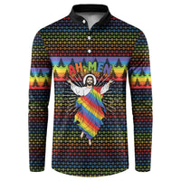 Rainbow Jesus Ah Men Christmas Button Sweatshirt with Colorful Stripes and Holiday Pattern - Wonder Print Shop