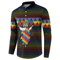 Rainbow Jesus Ah Men Christmas Button Sweatshirt with Colorful Stripes and Holiday Pattern - Wonder Print Shop