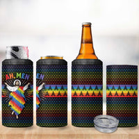 Rainbow Jesus Ah Men Christmas 4 in 1 Can Cooler Tumbler with Colorful Stripes and Holiday Pattern - Wonder Print Shop