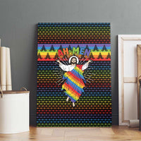 Rainbow Jesus Ah Men Christmas Canvas Wall Art with Colorful Stripes and Holiday Pattern - Wonder Print Shop