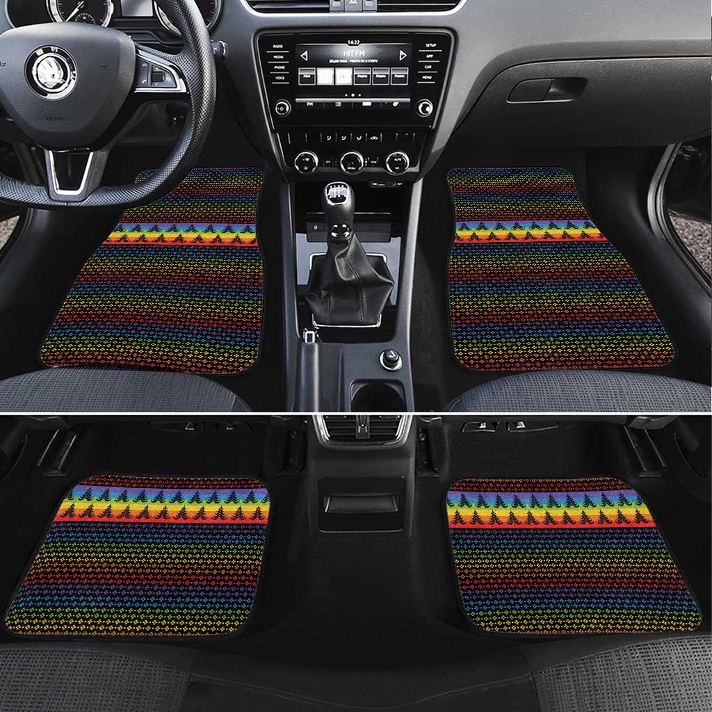 Rainbow Jesus Ah Men Christmas Car Mats with Colorful Stripes and Holiday Pattern - Wonder Print Shop