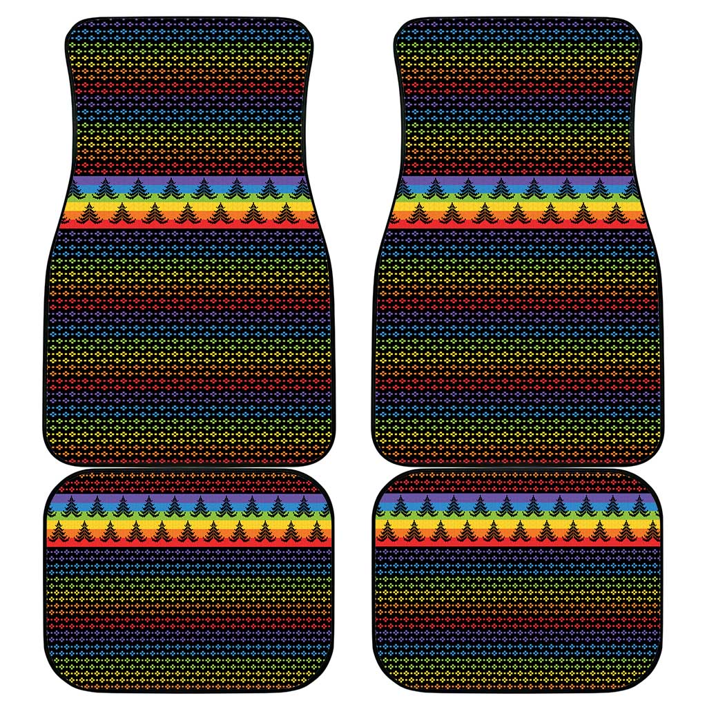 Rainbow Jesus Ah Men Christmas Car Mats with Colorful Stripes and Holiday Pattern - Wonder Print Shop