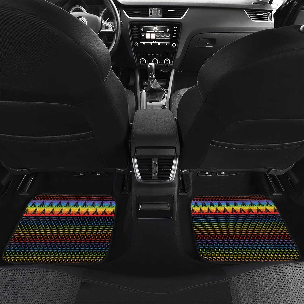 Rainbow Jesus Ah Men Christmas Car Mats with Colorful Stripes and Holiday Pattern - Wonder Print Shop