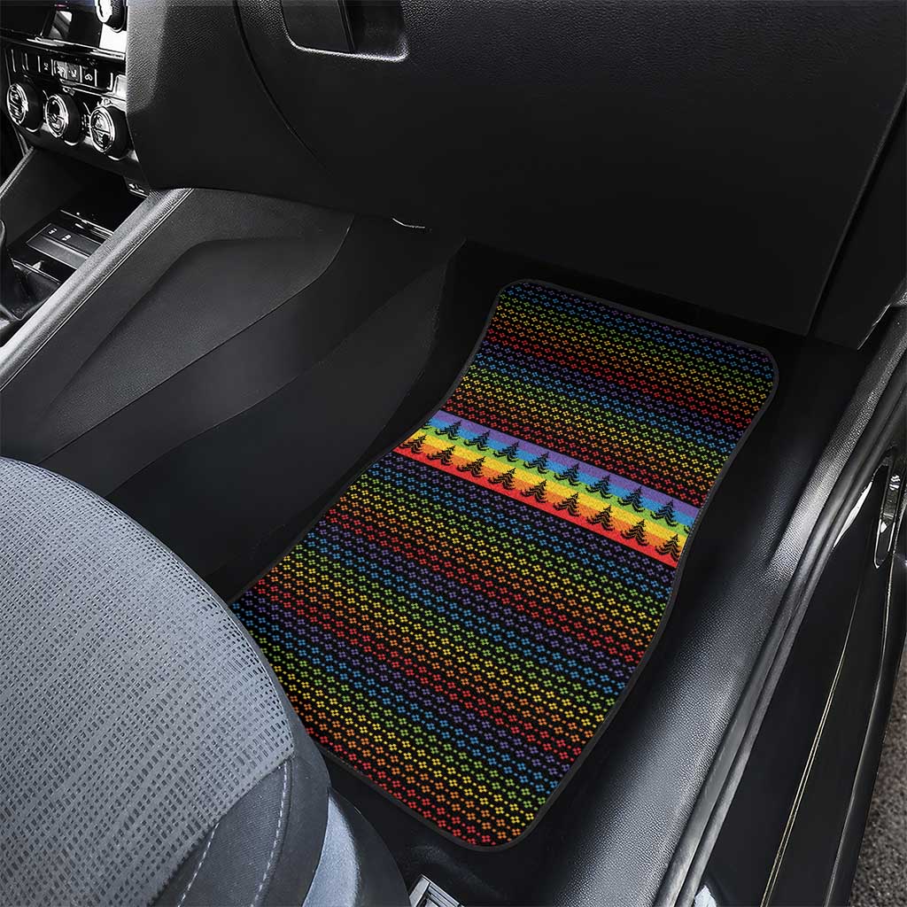 Rainbow Jesus Ah Men Christmas Car Mats with Colorful Stripes and Holiday Pattern - Wonder Print Shop