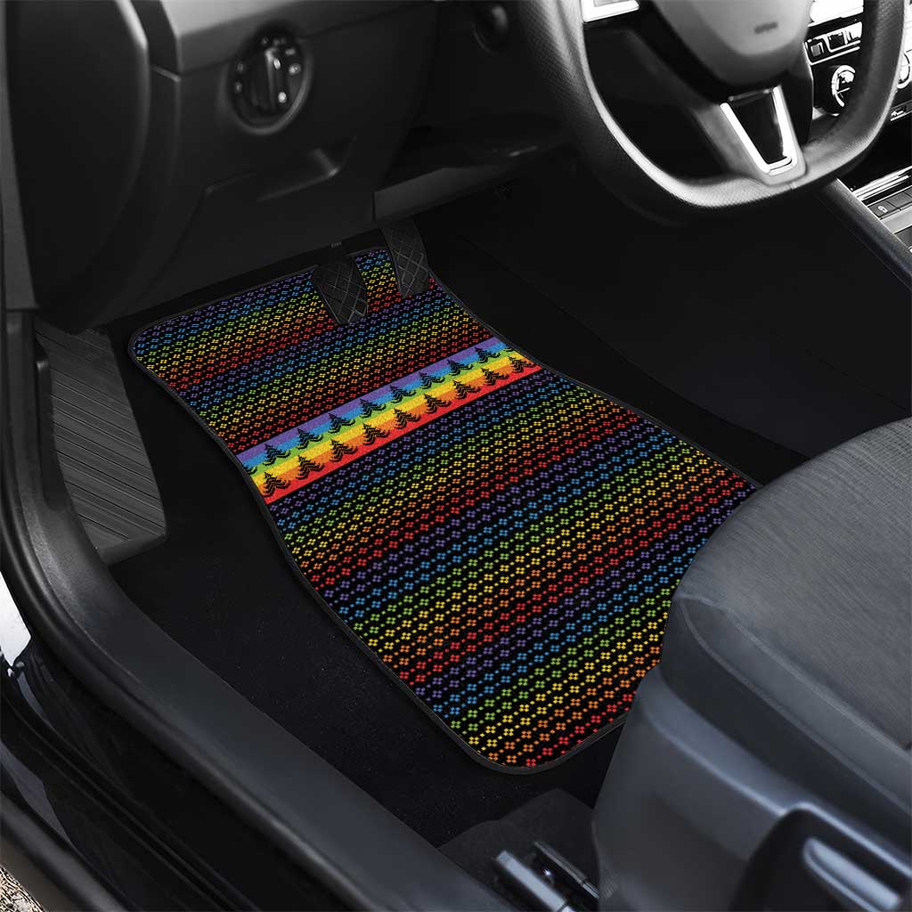 Rainbow Jesus Ah Men Christmas Car Mats with Colorful Stripes and Holiday Pattern - Wonder Print Shop