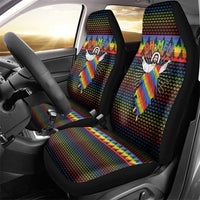 Rainbow Jesus Ah Men Christmas Car Seat Cover with Colorful Stripes and Holiday Pattern - Wonder Print Shop