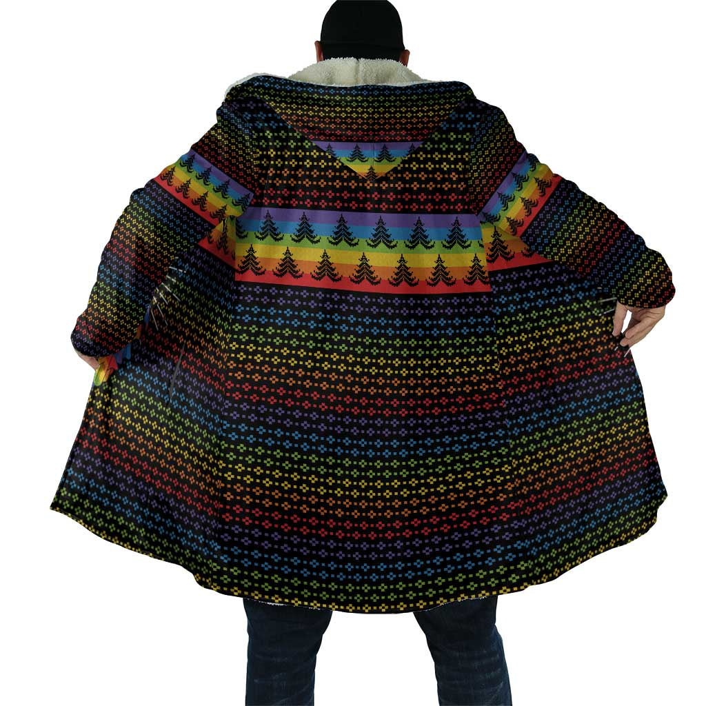 Rainbow Jesus Ah Men Christmas Cloak with Colorful Stripes and Holiday Pattern - Wonder Print Shop