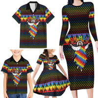 Rainbow Jesus Ah Men Christmas Family Matching Long Sleeve Bodycon Dress and Hawaiian Shirt with Colorful Stripes and Holiday Pattern - Wonder Print Shop