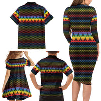 Rainbow Jesus Ah Men Christmas Family Matching Long Sleeve Bodycon Dress and Hawaiian Shirt with Colorful Stripes and Holiday Pattern - Wonder Print Shop