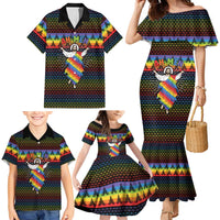 Rainbow Jesus Ah Men Christmas Family Matching Mermaid Dress and Hawaiian Shirt with Colorful Stripes and Holiday Pattern - Wonder Print Shop