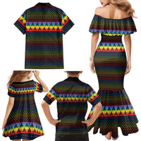 Rainbow Jesus Ah Men Christmas Family Matching Mermaid Dress and Hawaiian Shirt with Colorful Stripes and Holiday Pattern - Wonder Print Shop