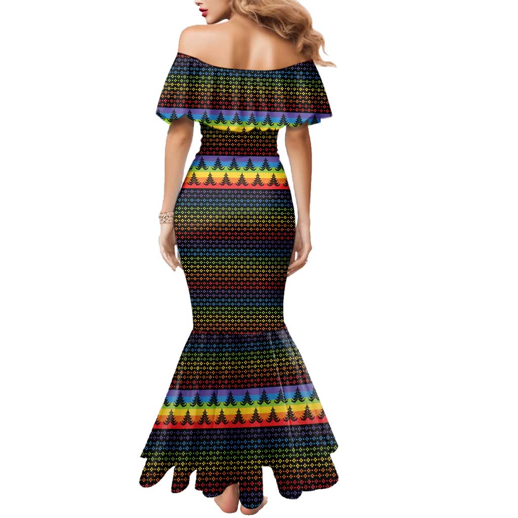 Rainbow Jesus Ah Men Christmas Family Matching Mermaid Dress and Hawaiian Shirt with Colorful Stripes and Holiday Pattern - Wonder Print Shop