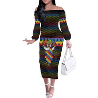 Rainbow Jesus Ah Men Christmas Family Matching Off The Shoulder Long Sleeve Dress and Hawaiian Shirt with Colorful Stripes and Holiday Pattern - Wonder Print Shop