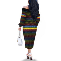 Rainbow Jesus Ah Men Christmas Family Matching Off The Shoulder Long Sleeve Dress and Hawaiian Shirt with Colorful Stripes and Holiday Pattern - Wonder Print Shop