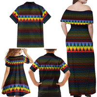 Rainbow Jesus Ah Men Christmas Family Matching Off Shoulder Maxi Dress and Hawaiian Shirt with Colorful Stripes and Holiday Pattern - Wonder Print Shop