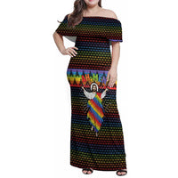 Rainbow Jesus Ah Men Christmas Family Matching Off Shoulder Maxi Dress and Hawaiian Shirt with Colorful Stripes and Holiday Pattern - Wonder Print Shop