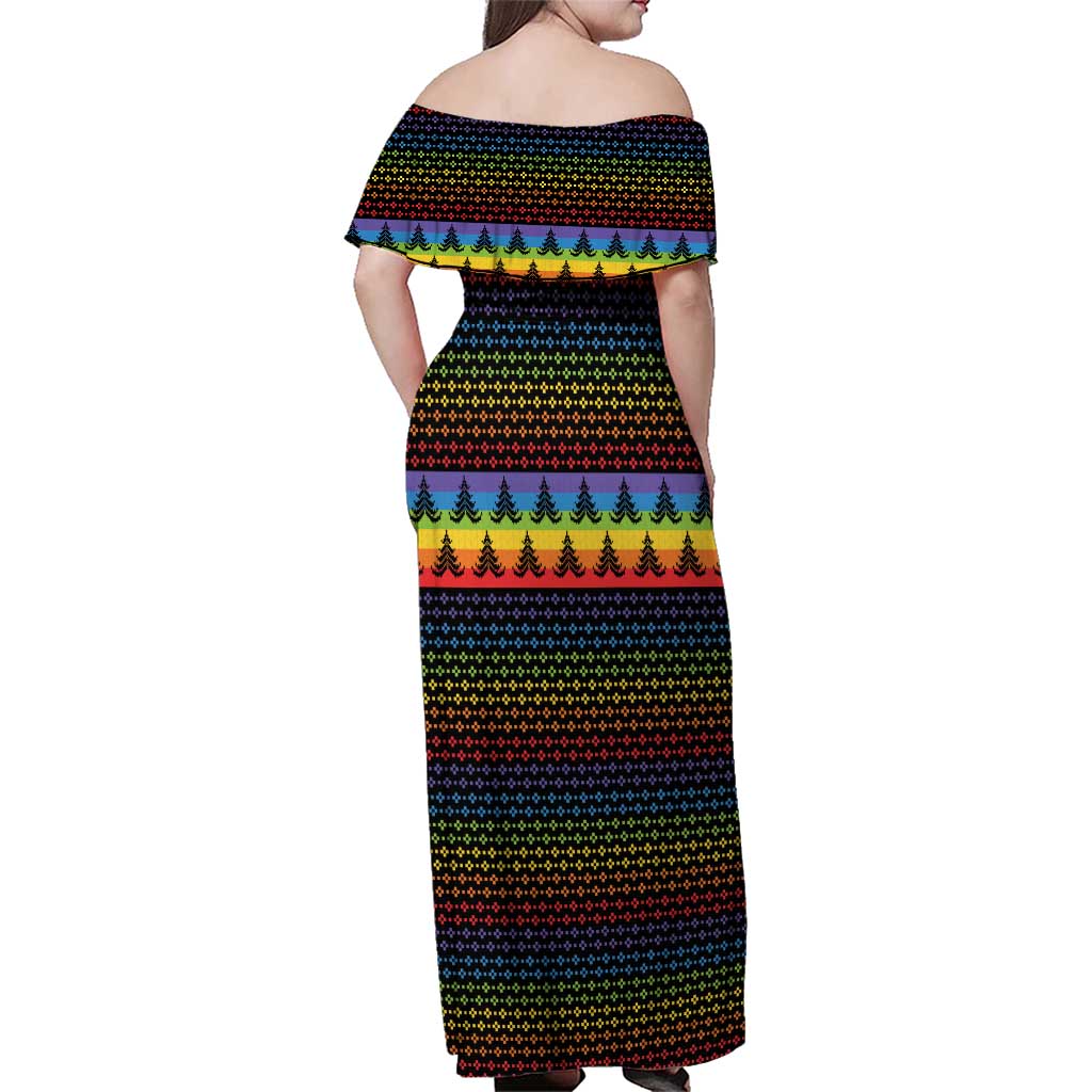 Rainbow Jesus Ah Men Christmas Family Matching Off Shoulder Maxi Dress and Hawaiian Shirt with Colorful Stripes and Holiday Pattern - Wonder Print Shop