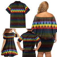 Rainbow Jesus Ah Men Christmas Family Matching Off Shoulder Short Dress and Hawaiian Shirt with Colorful Stripes and Holiday Pattern - Wonder Print Shop