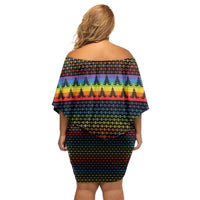 Rainbow Jesus Ah Men Christmas Family Matching Off Shoulder Short Dress and Hawaiian Shirt with Colorful Stripes and Holiday Pattern - Wonder Print Shop
