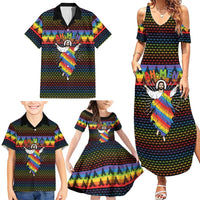 Rainbow Jesus Ah Men Christmas Family Matching Summer Maxi Dress and Hawaiian Shirt with Colorful Stripes and Holiday Pattern - Wonder Print Shop