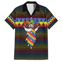 Rainbow Jesus Ah Men Christmas Hawaiian Shirt with Colorful Stripes and Holiday Pattern - Wonder Print Shop