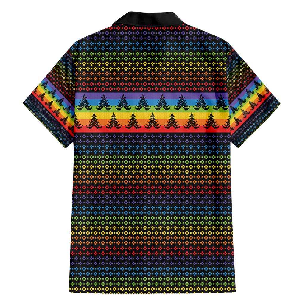 Rainbow Jesus Ah Men Christmas Hawaiian Shirt with Colorful Stripes and Holiday Pattern - Wonder Print Shop