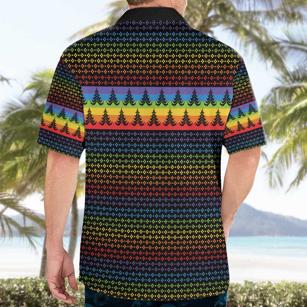 Rainbow Jesus Ah Men Christmas Hawaiian Shirt with Colorful Stripes and Holiday Pattern - Wonder Print Shop