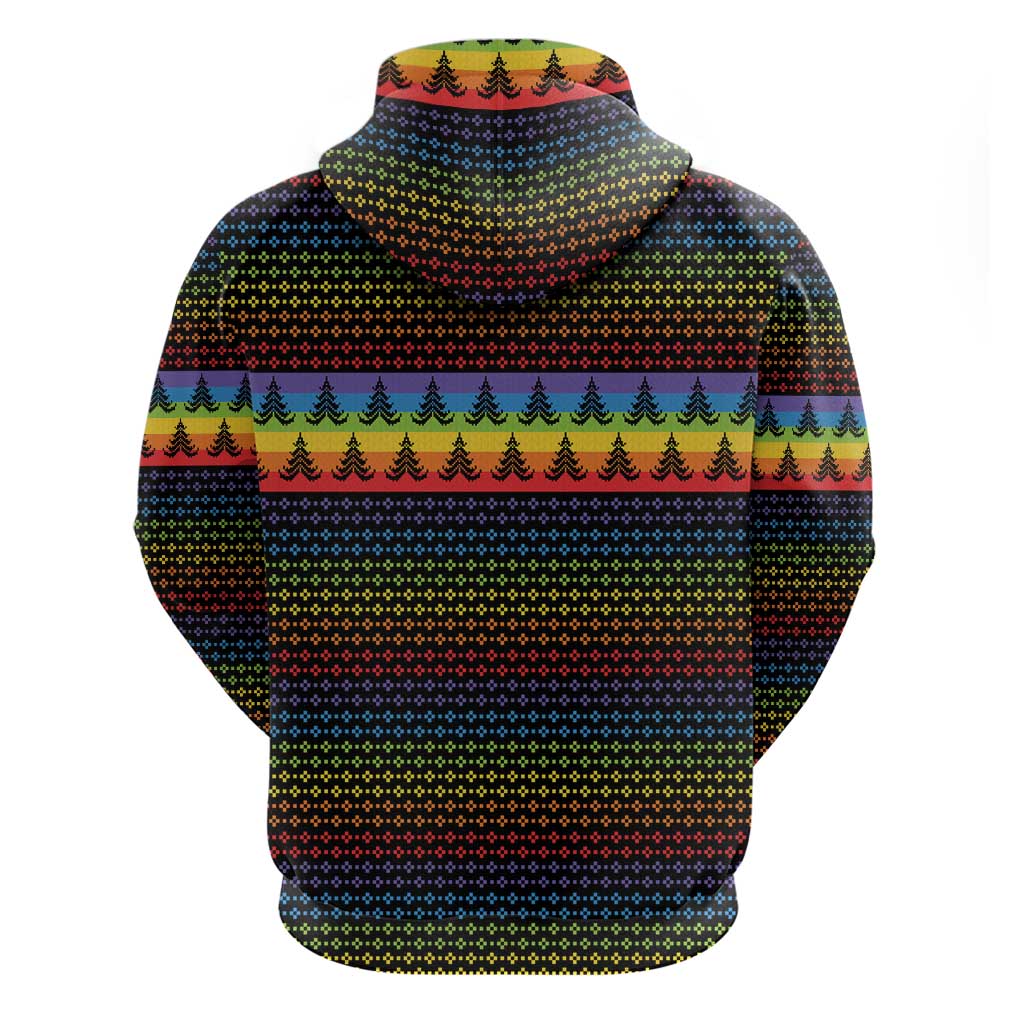 Rainbow Jesus Ah Men Christmas Hoodie with Colorful Stripes and Holiday Pattern - Wonder Print Shop