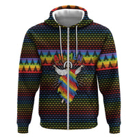 Rainbow Jesus Ah Men Christmas Hoodie with Colorful Stripes and Holiday Pattern - Wonder Print Shop