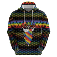 Rainbow Jesus Ah Men Christmas Hoodie with Colorful Stripes and Holiday Pattern - Wonder Print Shop