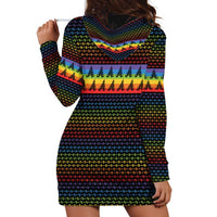 Rainbow Jesus Ah Men Christmas Hoodie Dress with Colorful Stripes and Holiday Pattern - Wonder Print Shop
